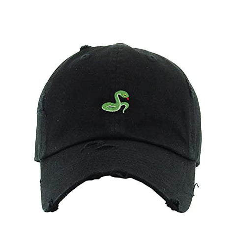 Snake Vintage Baseball Cap Embroidered Cotton Adjustable Distressed Dad Hat