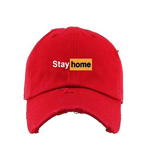 Stay Home Vintage Baseball Cap Embroidered Cotton Adjustable Distressed Dad Hat