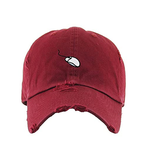 Computer Mouse Vintage Baseball Cap Embroidered Cotton Adjustable Distressed Dad Hat