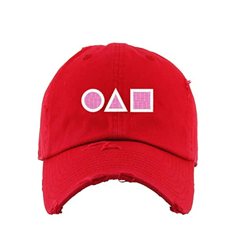 OJM Korean Letters Vintage Baseball Cap Embroidered Cotton Adjustable Distressed Dad Hat