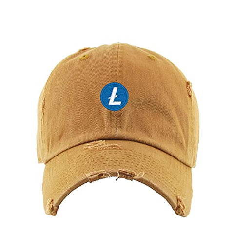 Litecoin Vintage Baseball Cap Embroidered Cotton Adjustable Distressed Dad Hat