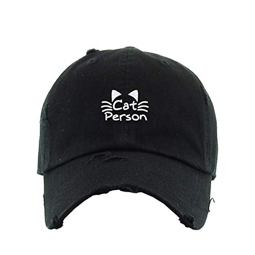 Cat Person Vintage Baseball Cap Embroidered Cotton Adjustable Distressed Dad Hat