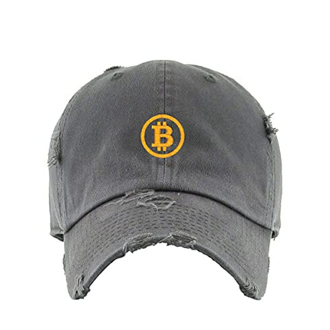 Bitcoin B Vintage Baseball Cap Embroidered Cotton Adjustable Distressed Dad Hat