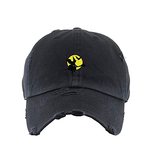 Halloween Witch Vintage Baseball Cap Embroidered Cotton Adjustable Distressed Dad Hat