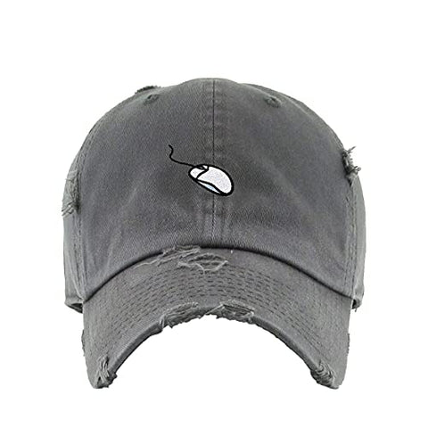 Computer Mouse Vintage Baseball Cap Embroidered Cotton Adjustable Distressed Dad Hat