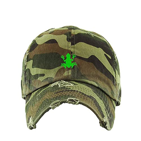 Bullfrog Vintage Baseball Cap Embroidered Cotton Adjustable Distressed Dad Hat