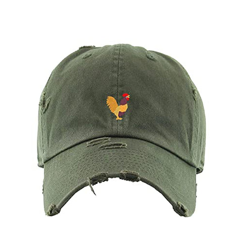 Rooster Vintage Baseball Cap Embroidered Cotton Adjustable Distressed Dad Hat