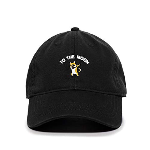 Dogecoin to The Moon Baseball Cap Embroidered Cotton Adjustable Dad Hat