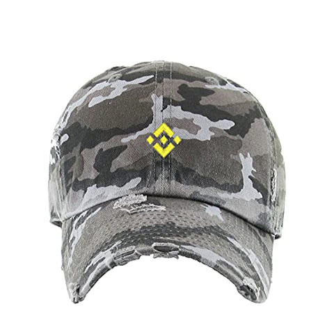 Binance Vintage Baseball Cap Embroidered Cotton Adjustable Distressed Dad Hat