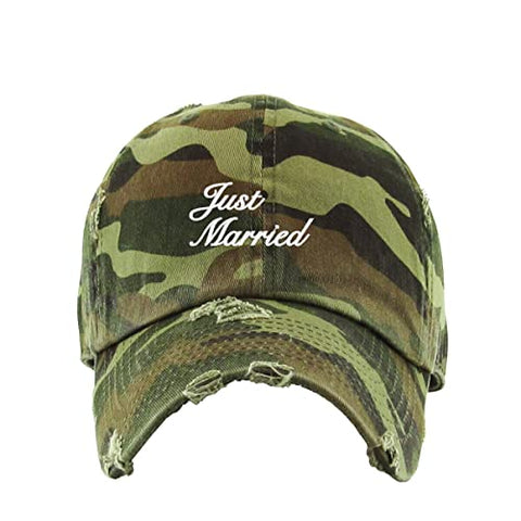 Just Married Vintage Baseball Cap Embroidered Cotton Adjustable Distressed Dad Hat