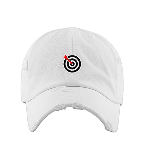 Bullseye Target with Arrow Vintage Baseball Cap Embroidered Cotton Adjustable Distressed Dad Hat