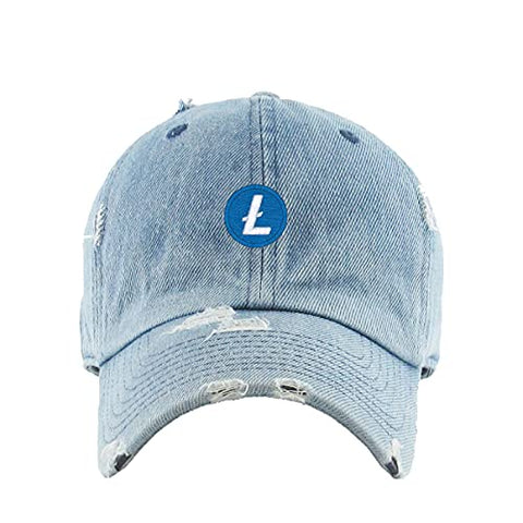 Litecoin Vintage Baseball Cap Embroidered Cotton Adjustable Distressed Dad Hat