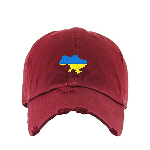 Ukraine Map Vintage Baseball Cap Embroidered Cotton Adjustable Distressed Dad Hat