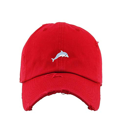 Dolphin Vintage Baseball Cap Embroidered Cotton Adjustable Distressed Dad Hat