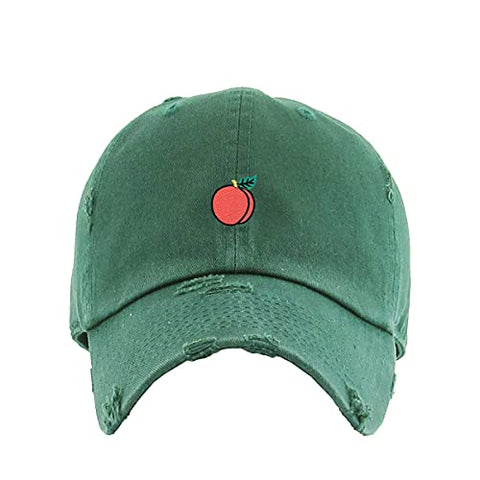 Peach Vintage Baseball Cap Embroidered Cotton Adjustable Distressed Dad Hat