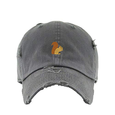 Squirrel Vintage Baseball Cap Embroidered Cotton Adjustable Distressed Dad Hat