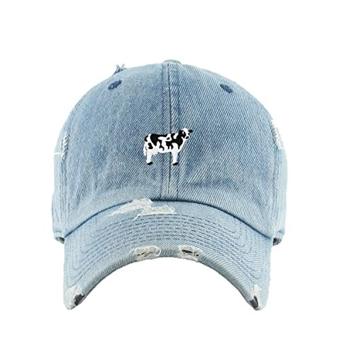 Holstein Dairy Cow Vintage Baseball Cap Embroidered Cotton Adjustable Distressed Dad Hat