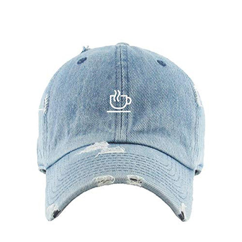 Cup of Coffee Vintage Baseball Cap Embroidered Cotton Adjustable Distressed Dad Hat