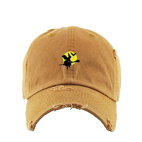 Halloween Witch Vintage Baseball Cap Embroidered Cotton Adjustable Distressed Dad Hat