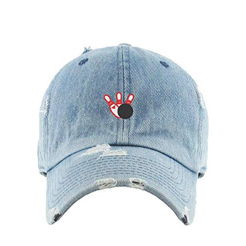 Bowling Vintage Baseball Cap Embroidered Cotton Adjustable Distressed Dad Hat