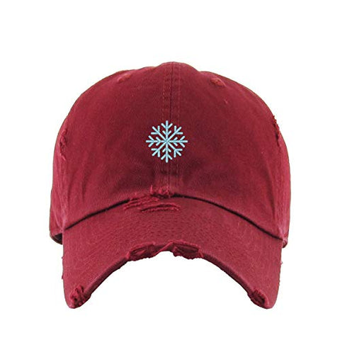 Snowflake Vintage Baseball Cap Embroidered Cotton Adjustable Distressed Dad Hat