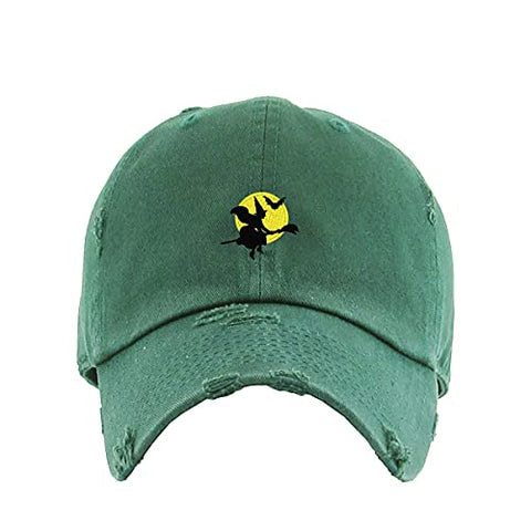 Halloween Witch Vintage Baseball Cap Embroidered Cotton Adjustable Distressed Dad Hat