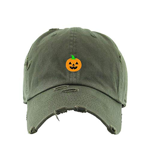 Halloween Pumpkin Vintage Baseball Cap Embroidered Cotton Adjustable Distressed Dad Hat