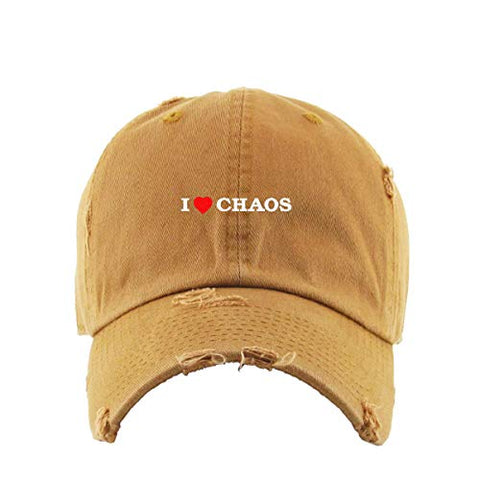 I Love Chaos Vintage Baseball Cap Embroidered Cotton Adjustable Distressed Dad Hat