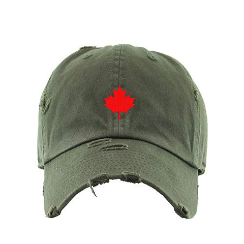 Canada Flag Red Maple Leaf Vintage Baseball Cap Embroidered Cotton Adjustable Distressed Dad Hat