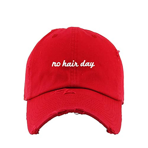 No Hair Day Vintage Baseball Cap Embroidered Cotton Adjustable Distressed Dad Hat
