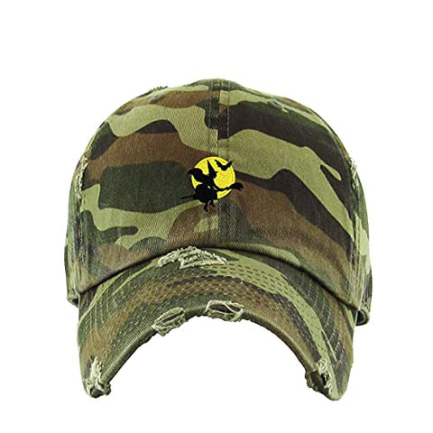 Halloween Witch Vintage Baseball Cap Embroidered Cotton Adjustable Distressed Dad Hat