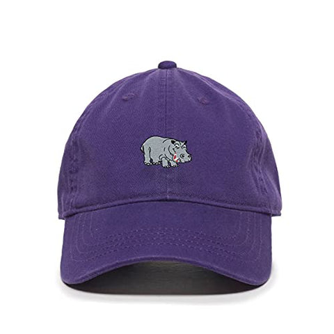 Hippopotamus Baseball Cap Embroidered Cotton Adjustable Dad Hat