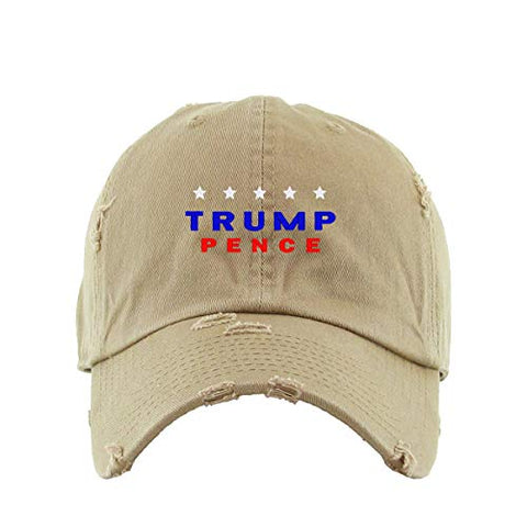 Trump Pence Vintage Baseball Cap Embroidered Cotton Adjustable Distressed Dad Hat