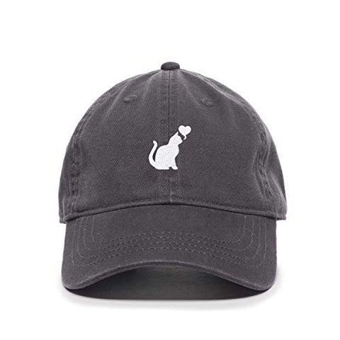 Cat with Heart Baseball Cap Embroidered Cotton Adjustable Dad Hat