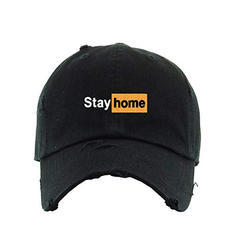 Stay Home Vintage Baseball Cap Embroidered Cotton Adjustable Distressed Dad Hat