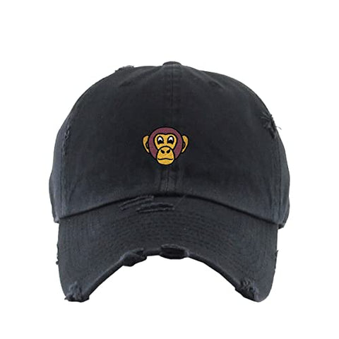 Chimpanzee Head Vintage Baseball Cap Embroidered Cotton Adjustable Distressed Dad Hat