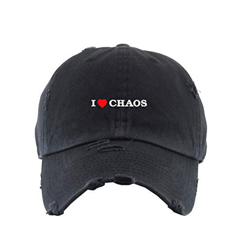 I Love Chaos Vintage Baseball Cap Embroidered Cotton Adjustable Distressed Dad Hat