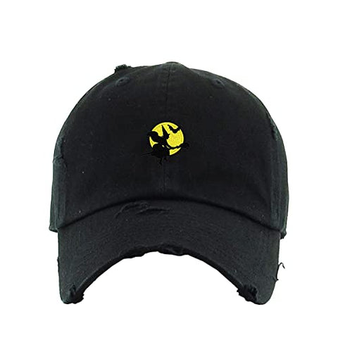 Halloween Witch Vintage Baseball Cap Embroidered Cotton Adjustable Distressed Dad Hat