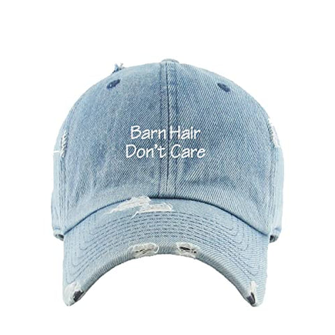 Barn Hair Don't Care Vintage Baseball Cap Embroidered Cotton Adjustable Distressed Dad Hat