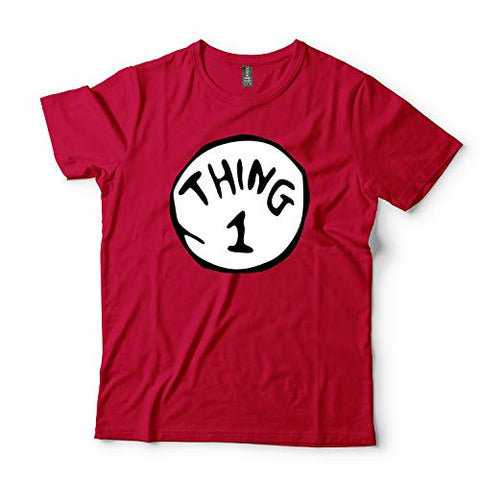 Dr. Seuss Thing 1 Emblem 100% Cotton Short Sleeve Red T-Shirt