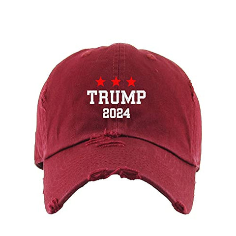 Trump 2024 Vintage Baseball Cap Embroidered Cotton Adjustable Distressed Dad Hat