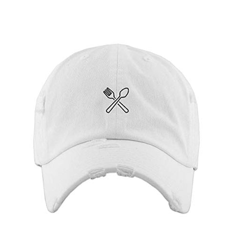 Fork and Spoon Vintage Baseball Cap Embroidered Cotton Adjustable Distressed Dad Hat