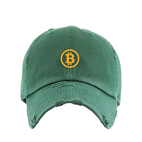 Bitcoin B Vintage Baseball Cap Embroidered Cotton Adjustable Distressed Dad Hat