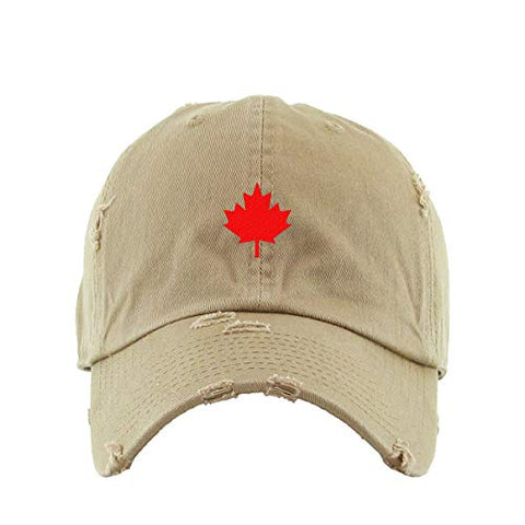 Canada Flag Red Maple Leaf Vintage Baseball Cap Embroidered Cotton Adjustable Distressed Dad Hat