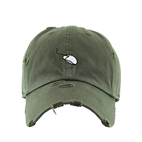 Computer Mouse Vintage Baseball Cap Embroidered Cotton Adjustable Distressed Dad Hat