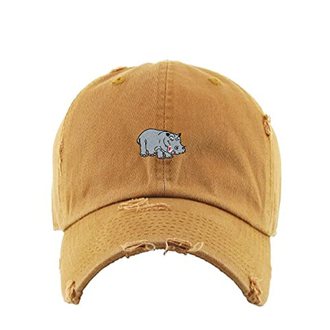 Hippopotamus Vintage Baseball Cap Embroidered Cotton Adjustable Distressed Dad Hat