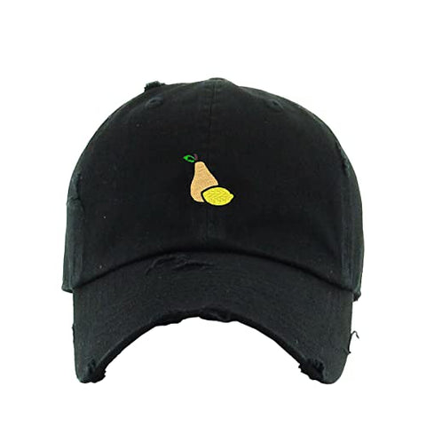 Pear Lemon Vintage Baseball Cap Embroidered Cotton Adjustable Distressed Dad Hat