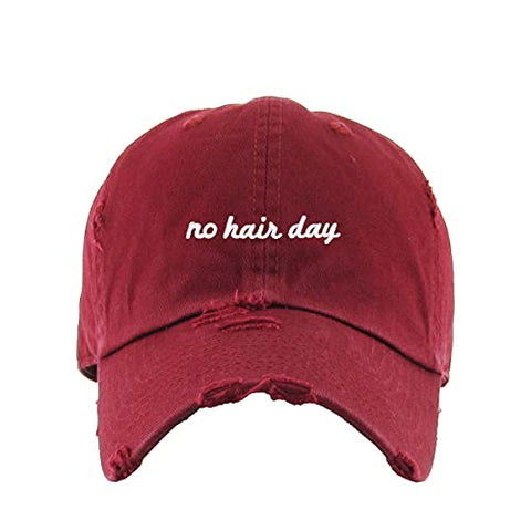 No Hair Day Vintage Baseball Cap Embroidered Cotton Adjustable Distressed Dad Hat