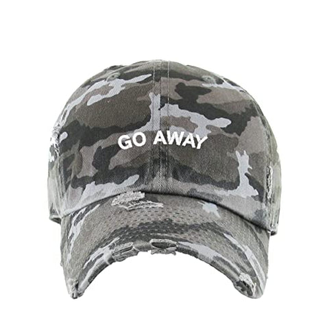 Go Away Vintage Baseball Cap Embroidered Cotton Adjustable Distressed Dad Hat