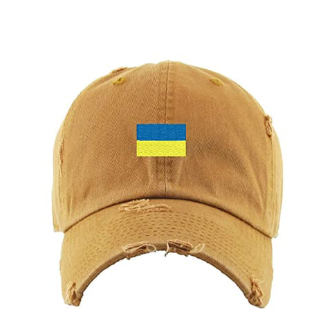 Ukraine Flag Vintage Baseball Cap Embroidered Cotton Adjustable Distressed Dad Hat